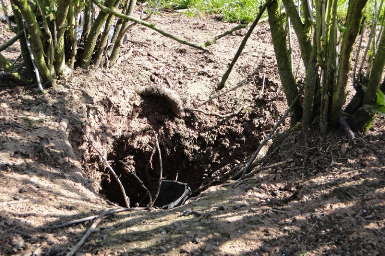 freshly dug fox hole