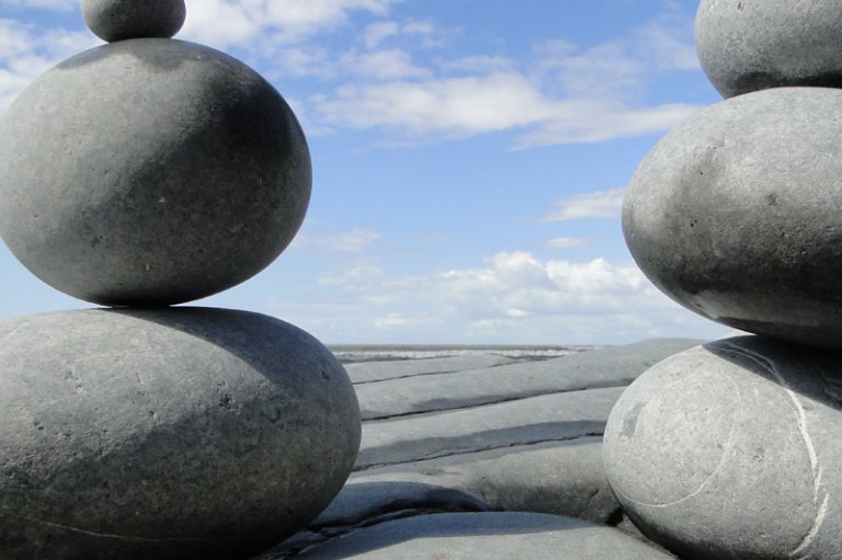 A trip to the seaside pebble stack inspired by Andy Goldsworthy